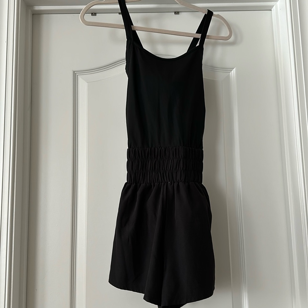 Black active pink lily romper